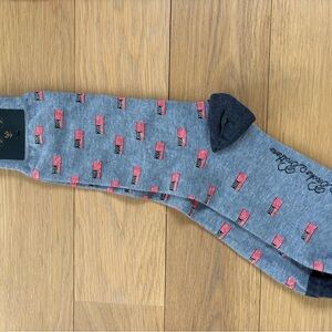Brooks Brothers Gray Socks with Red Pattern